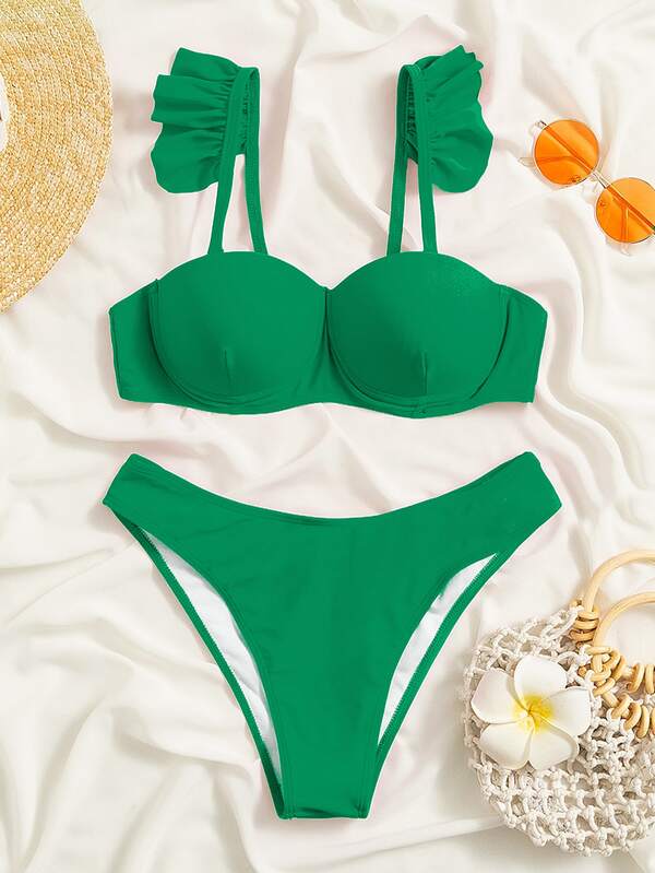 Ruffle Trim Push Up Bikini Swimsuit SHEIN USA