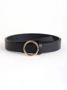 Round Buckle Belt - Black - View 1