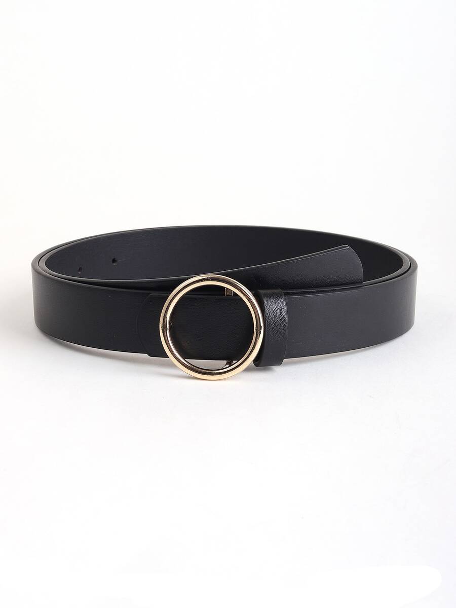 Round Buckle Belt - Black - View 1