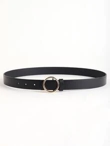 Round Buckle Belt - Black - View 2