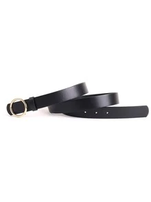 Round Buckle Belt - Black - View 3