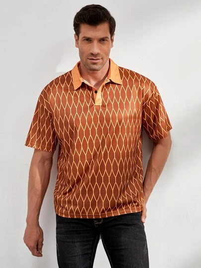 Manfinity RelaxMax Men Allover Print Polo Shirt
