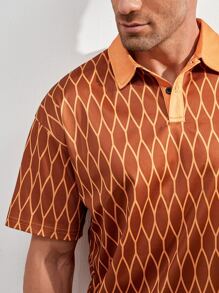 Manfinity RelaxMax 男士滿版印花POLO衫 - 棕色 - 查看 5