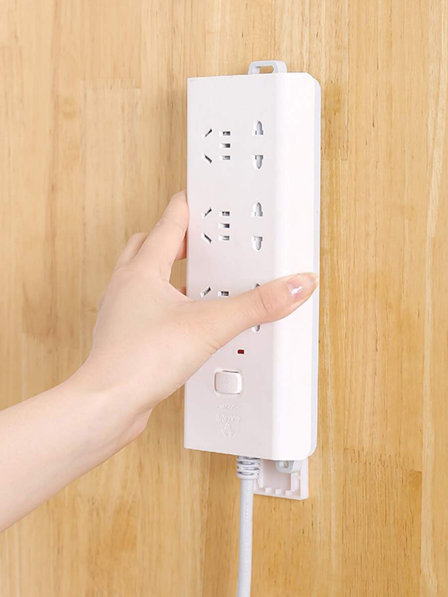 1pc Plastic Power Strip Holder, Minimalist White Power Strip Storage Rack For Home - White - View 1