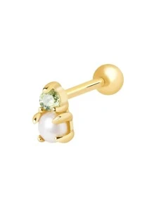 1 件方晶锆石和人造珍珠装饰耳钉 适合女士新娘婚礼精美珠宝 - 金色 - 查看 2