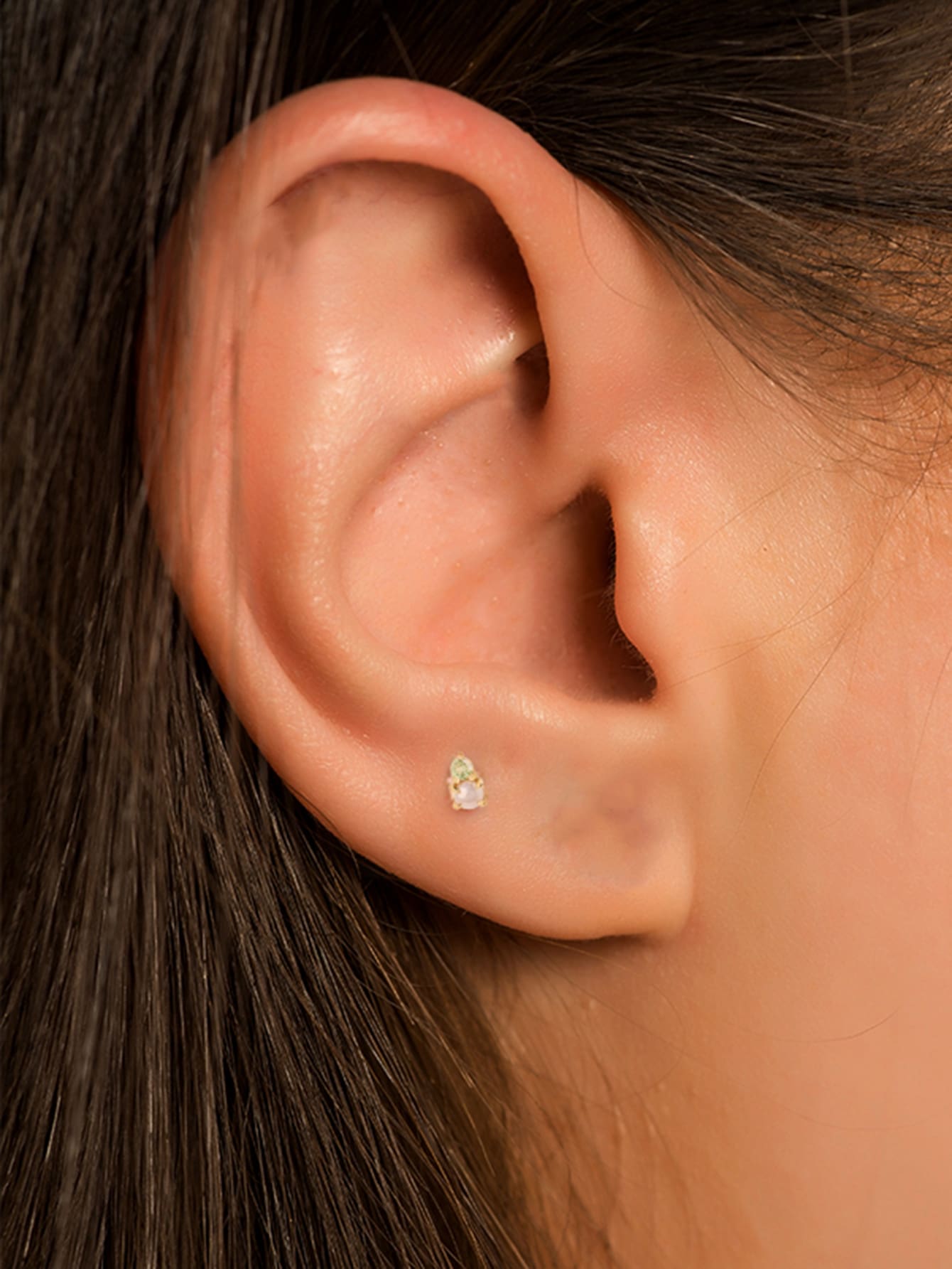 1 件方晶锆石和人造珍珠装饰耳钉 适合女士新娘婚礼精美珠宝 - 金色 - 查看 1