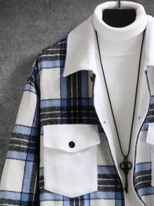 Manfinity Homme Men Plaid Print Flap Pocket Jacket Without Jumper - Multicolor - View 3