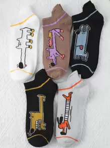 5pairs Men Cartoon Graphic Crew Socks - Multicolor - View 2