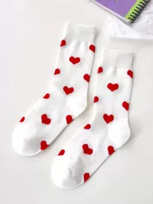 Heart Pattern Crew Socks - Multicolor - View 1