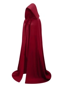 1pc Solid Hooded Costume Cape - Burgundy - View 1