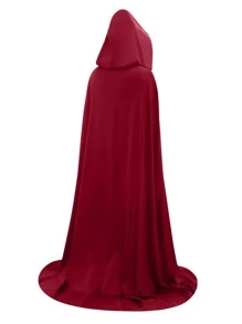 1pc Solid Hooded Costume Cape - Burgundy - View 2