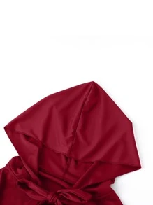 1pc Solid Hooded Costume Cape - Burgundy - View 5