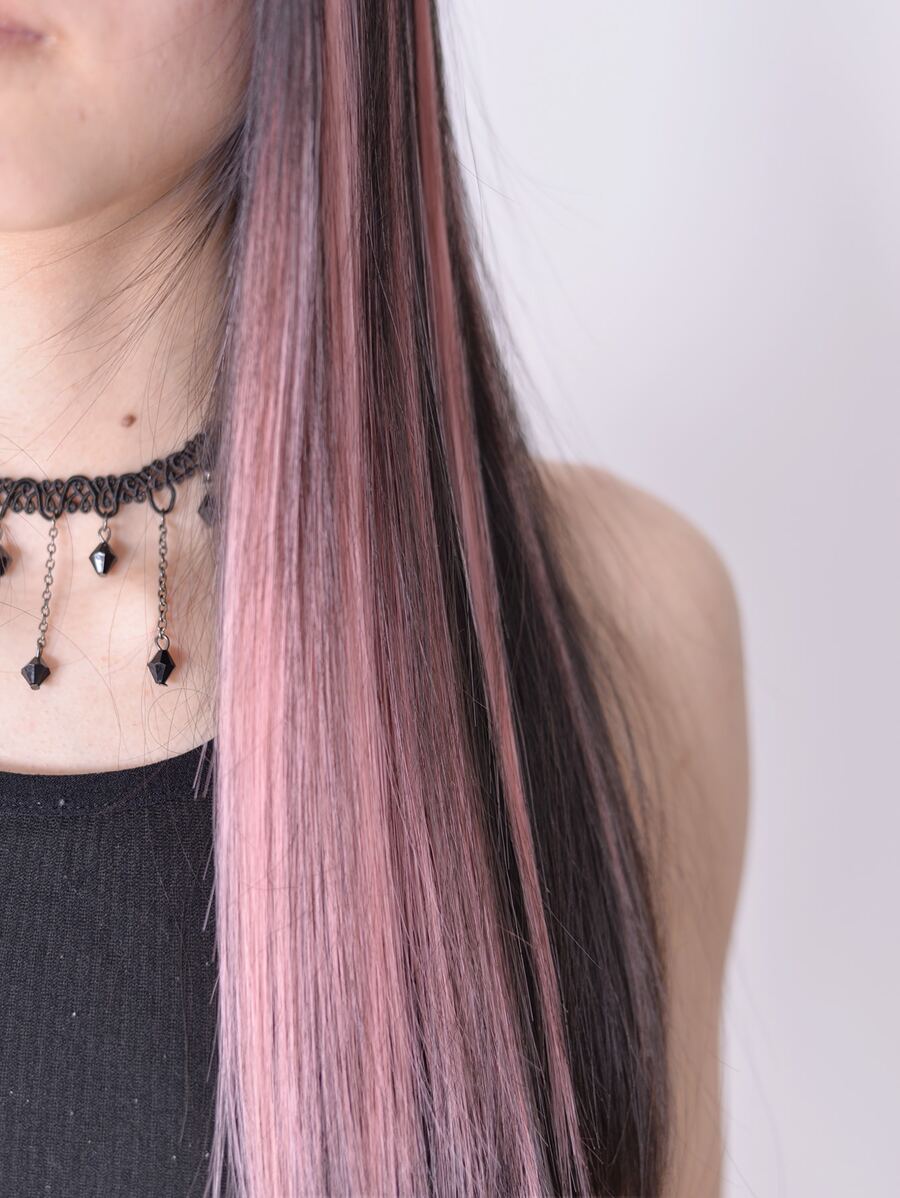 5pcs Long Straight Synthetic Hair Extension - Pink - View 1