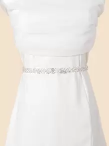 Rhinestone Decor Bow Buckle Faux Pearl Belt - White - View 1