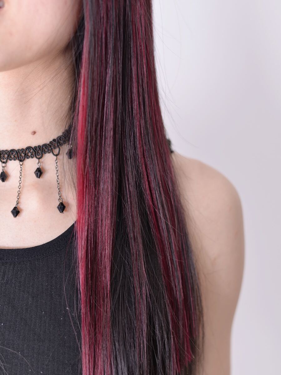 5pcs Clip In Long Straight Synthetic Hair Extension - Burgundy - View 1