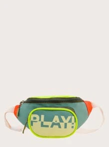 Girls Letter Graphic Colorblock Fanny Pack - Multicolor - View 1
