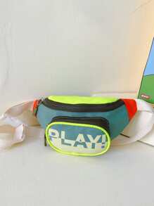 Girls Letter Graphic Colorblock Fanny Pack - Multicolor - View 2