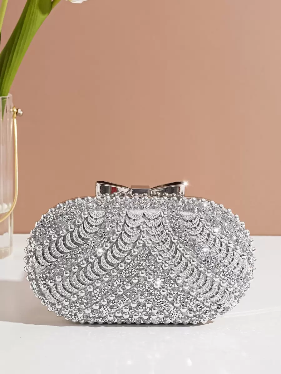 Vincy閃爍手提包，閃亮迷人，閃著亮片、華麗的珠寶，豪華、閃亮的小鑽石裝飾盒包，絕佳新娘手袋，適用於婚禮、舞會和派對的晚禮服，派對女孩和女人的晚餐包