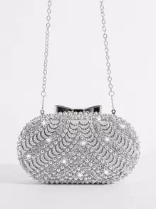 Vincy閃爍手提包，閃亮迷人，閃著亮片、華麗的珠寶，豪華、閃亮的小鑽石裝飾盒包，絕佳新娘手袋，適用於婚禮、舞會和派對的晚禮服，派對女孩和女人的晚餐包