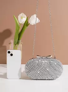 Vincy閃爍手提包，閃亮迷人，閃著亮片、華麗的珠寶，豪華、閃亮的小鑽石裝飾盒包，絕佳新娘手袋，適用於婚禮、舞會和派對的晚禮服，派對女孩和女人的晚餐包