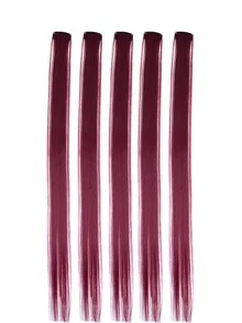 5pcs Clip In Long Straight Synthetic Hair Extension - Burgundy - View 3