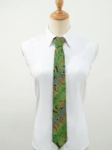 Men Paisley Jacquard Tie - Green - View 2