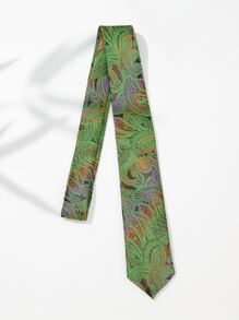 Men Paisley Jacquard Tie - Green - View 3
