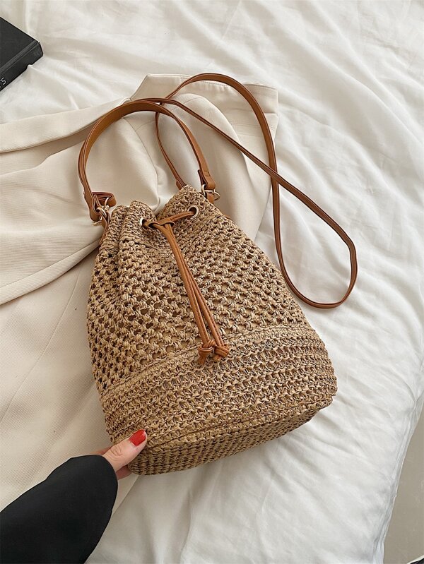 Drawstring Design Straw Bag SHEIN USA