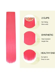 tóc dài thẳng tổng hợp - Màu Hồng  San hô - Xem 4