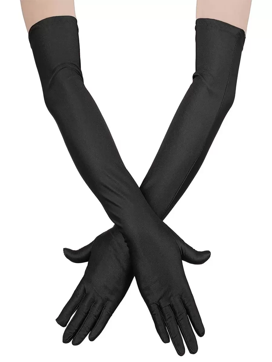 1pair 52cm Spandex Gloves Halloween - Black - View 1