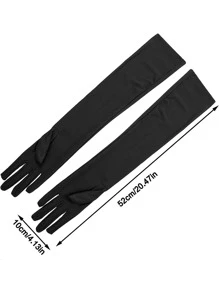 1pair 52cm Spandex Gloves Halloween - Black - View 2