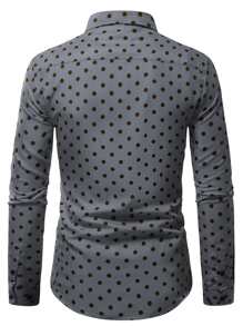 Manfinity Homme Men Polka Dot Print Shirt - Grey - View 2