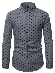 Manfinity Homme Men Polka Dot Print Shirt - Grey - View 4