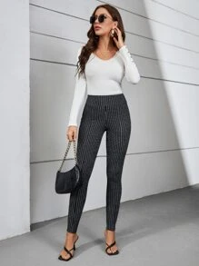 SHEIN Clasi Quần nữ Sọc ca rô Giải trí - màu nâu - Xem 3