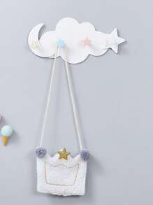 1pc Cloud Design Cartoon Creative Hook Rack For Home Decoration And Organization, Suitable For Door, Bathroom, Wardrobe, Study, Foyer Etc. - White - View 1