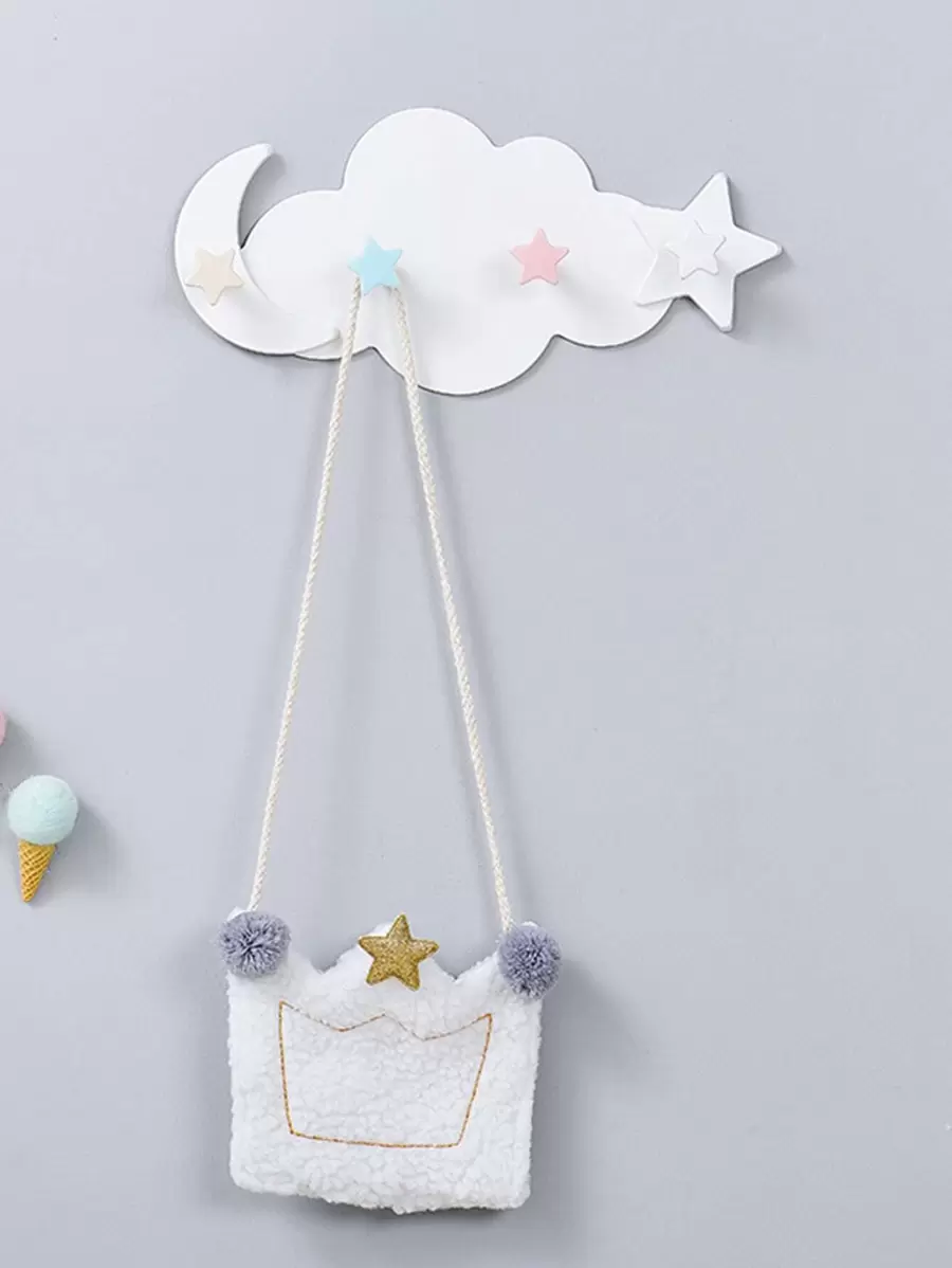 1pc Cloud Design Cartoon Creative Hook Rack For Home Decoration And Organization, Suitable For Door, Bathroom, Wardrobe, Study, Foyer Etc. - White - View 1