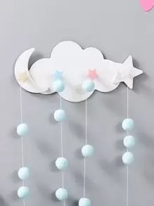 1pc Cloud Design Cartoon Creative Hook Rack For Home Decoration And Organization, Suitable For Door, Bathroom, Wardrobe, Study, Foyer Etc. - White - View 3