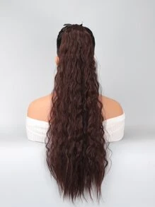 Long Curly Ponytail Synthetic Hair Extension - Brown - View 1