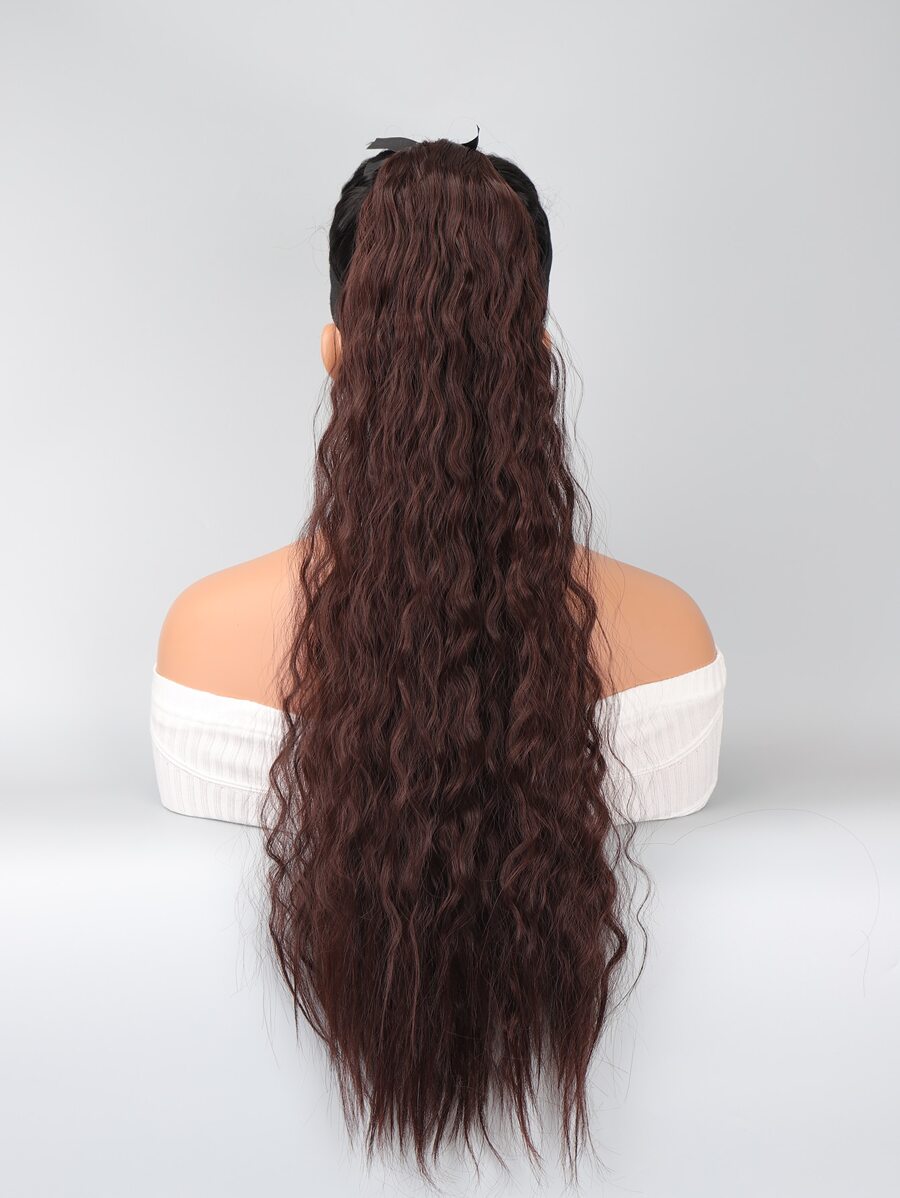 Long Curly Ponytail Synthetic Hair Extension - Brown - View 1