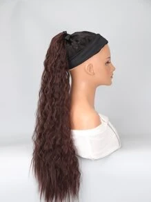 Long Curly Ponytail Synthetic Hair Extension - Brown - View 3