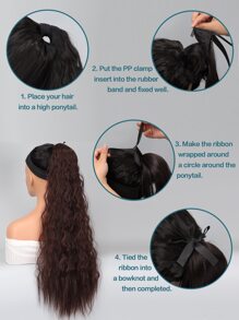 Long Curly Ponytail Synthetic Hair Extension - Brown - View 4