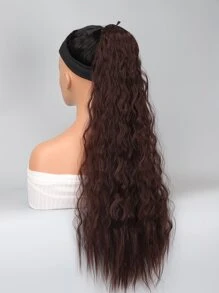 Long Curly Ponytail Synthetic Hair Extension - Brown - View 7