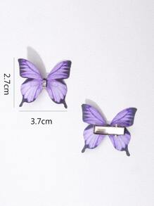 5 cái Rhinestone Chi tiết trang trí bướm Kẹp tóc cá sấu - Màu tím - Xem 3