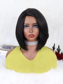 短直发合成假发简约时尚日常休闲 - 黑色 - 查看 1