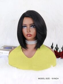 短直发合成假发简约时尚日常休闲 - 黑色 - 查看 2