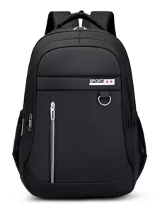 15.6英寸大容量男士後背包旅行15.6筆記本電腦黑色書包野營包青少年大學書野營包,書包適合旅行,大學,學校 - 黑色 - 查看 3