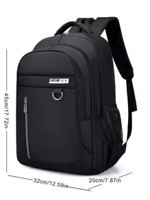 15.6英寸大容量男士後背包旅行15.6筆記本電腦黑色書包野營包青少年大學書野營包,書包適合旅行,大學,學校 - 黑色 - 查看 8