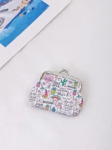 迷你可愛兒童扣環夾帶錢包 Pu多色印花錢包