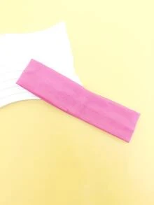 1pc Hair Styling Headband, Hairdressing Elastic Solid Color Sports Headband, Yoga Sweat-Absorbing Headband, Running Headband, Wash And Make-Up Hair Tie Headband - Pink - View 3