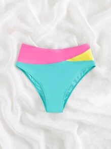 Color Block High Waisted Bikini Bottom Bathing Suit Bottoms